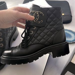 Chanel Boots Black Leather